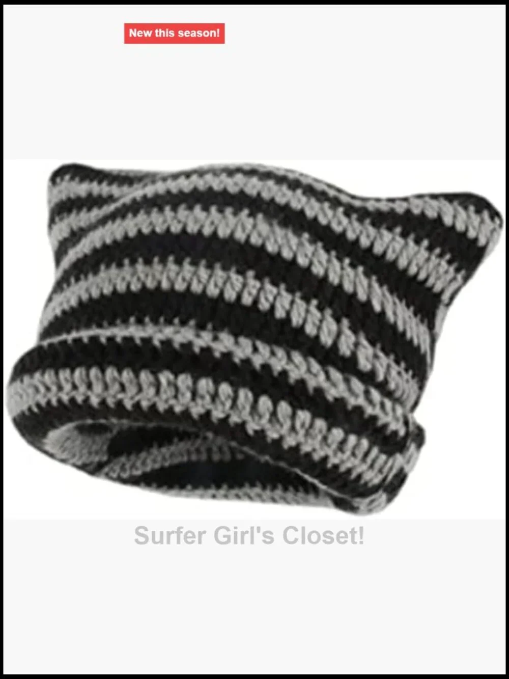 Crochet Cat Beanie Hat Handmade Slouchy Skull Cap Women's
